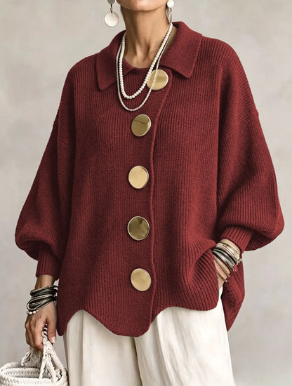 Oversized Vest voor Dames met Ballonmouwen en Gouden Knopen 6