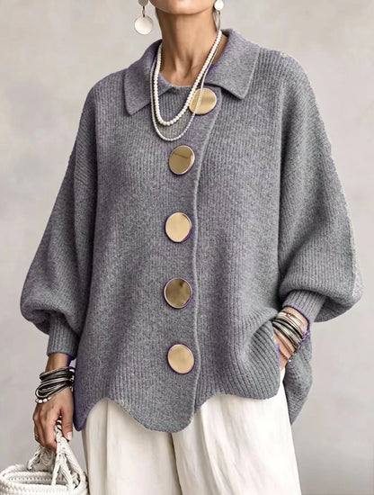 Oversized Vest voor Dames met Ballonmouwen en Gouden Knopen 7