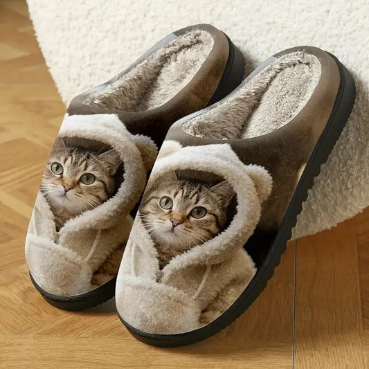 Pantoffel Dames met Kattenprint en Pluche Voering 1