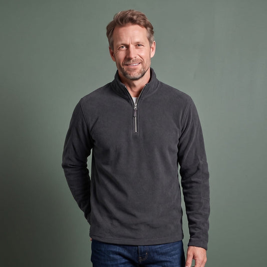 Quarter Zip Sweater Herre i Blød Fleece med Høj Krave 1