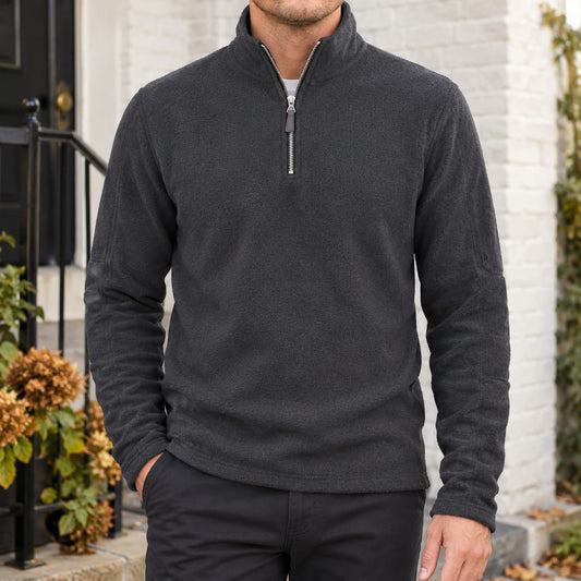 Quarter Zip Sweater Heren in Zachte Fleece met Hoge Kraag en Korte Rits