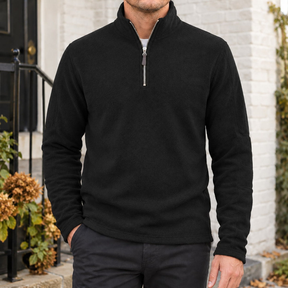 Quarter Zip Sweater Herre i Blød Fleece med Høj Krave 3