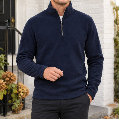Quarter Zip Sweater Herre i Blød Fleece med Høj Krave 4