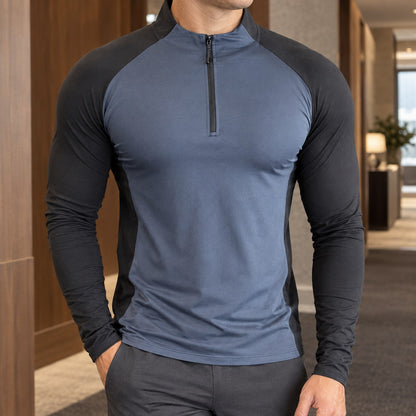 Quarter Zip Top Herre med Kort Lynlås og Raglanærmer 2