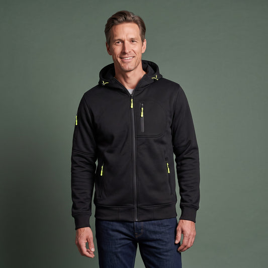 Sporty Hoodie med Lynlås til Herre og Lynlåslommer