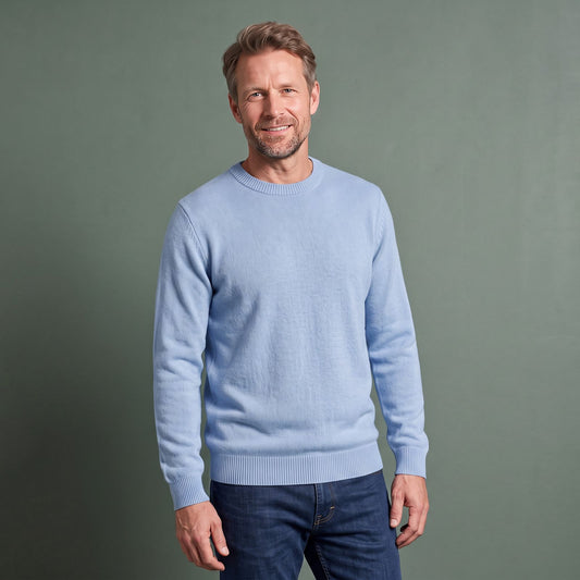 Herre Pullover, Strikket Trøje til Herre med Rund Hals