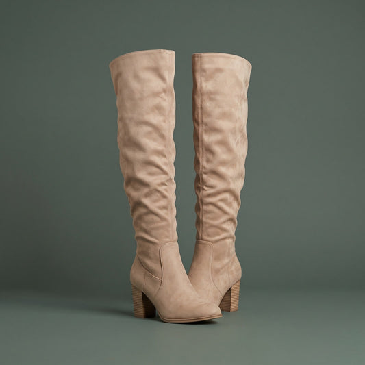 Tall Boots, Høje Overknee Støvler Dame med Blokhæl 1