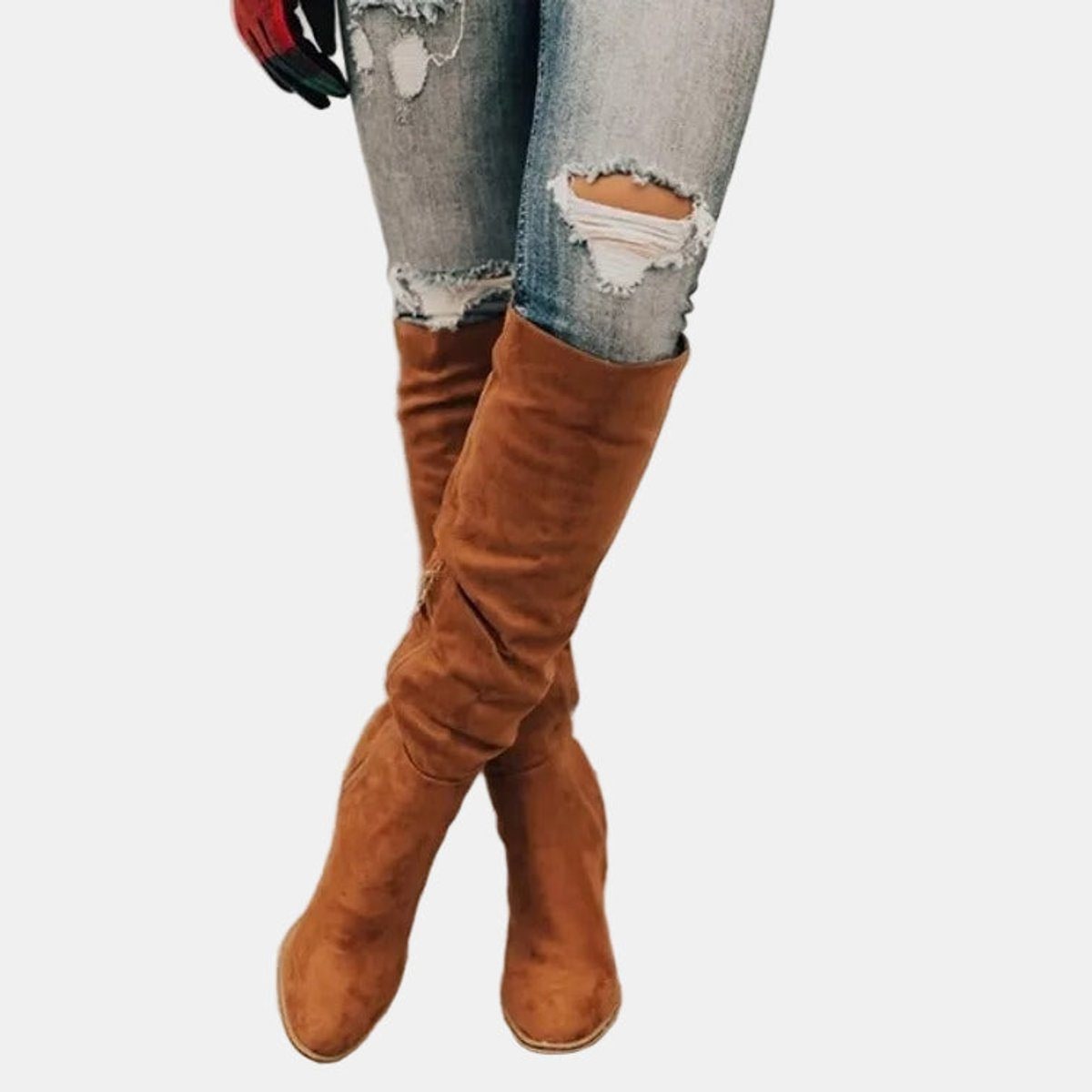 Tall Boots, Høje Overknee Støvler Dame med Blokhæl 4