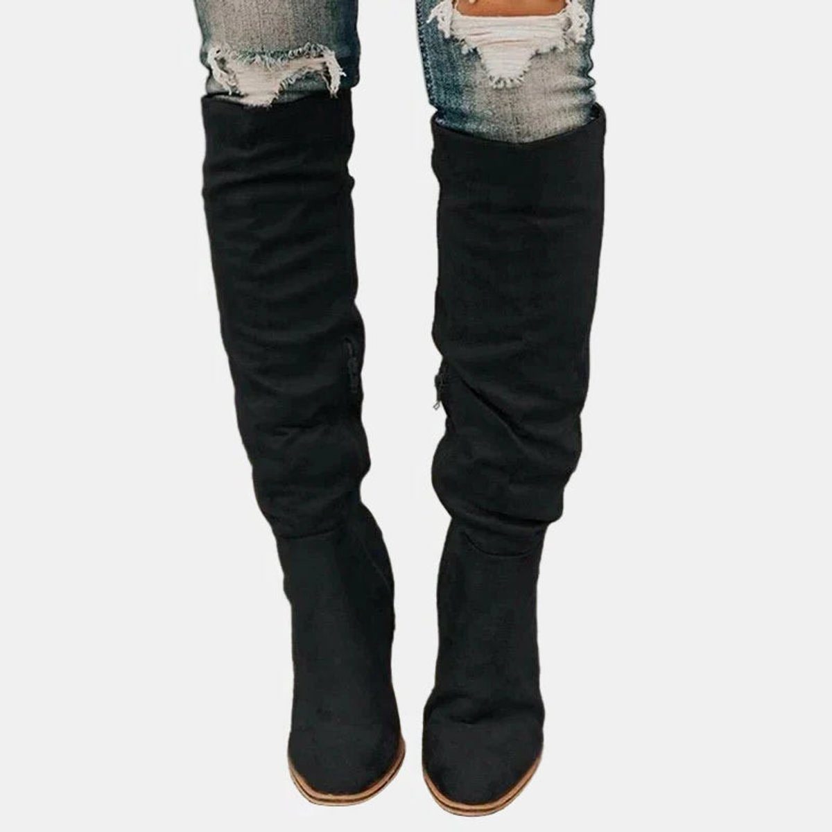 Tall Boots, Høje Overknee Støvler Dame med Blokhæl 5