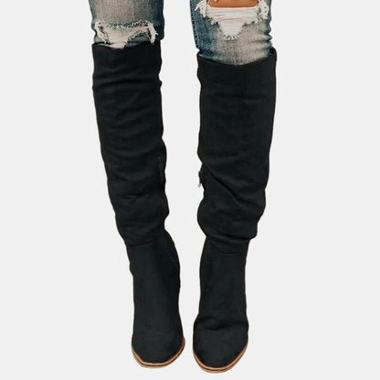 Tall Boots, Høje Overknee Støvler Dame med Blokhæl 5