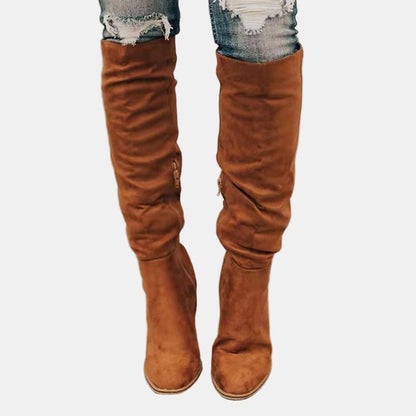Tall Boots, Høje Overknee Støvler Dame med Blokhæl 6