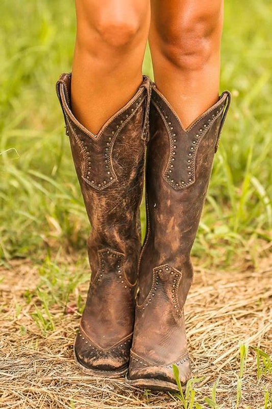 Tall Boots, Hoge Laarzen Dames in Cowboystijl met Studs en Vintage Look