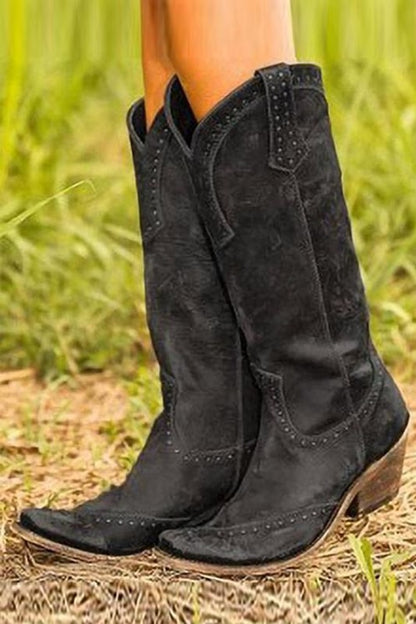 Tall Boots, Høje Støvler Dame i Cowboystil med Nitter 3