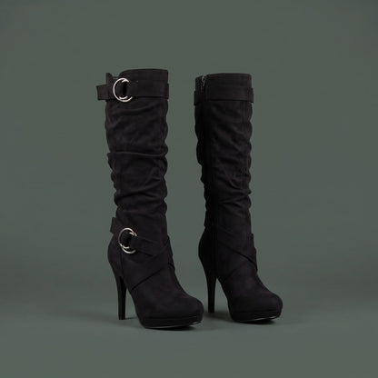 Tall Boots, Høje Støvler Dame med Stilethæl og Spænder 1