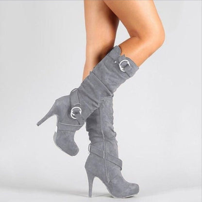 Tall Boots, Høje Støvler Dame med Stilethæl og Spænder 2