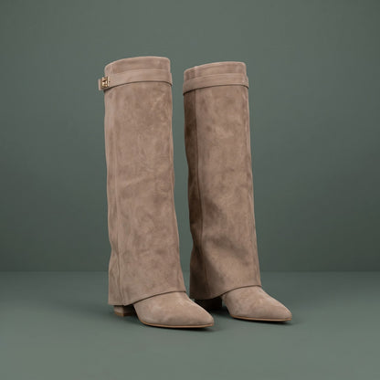 Tall Boots, Høje Støvler Dame med Spids Snude og Spænde 1