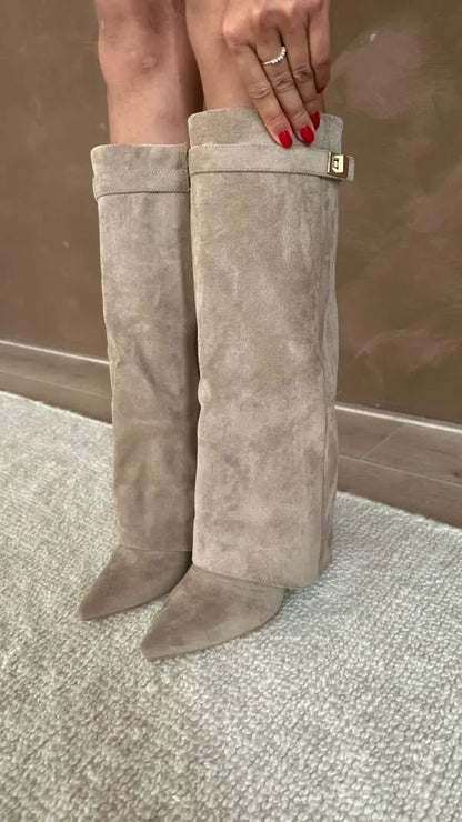 Tall Boots, Høje Støvler Dame med Spids Snude og Spænde 4