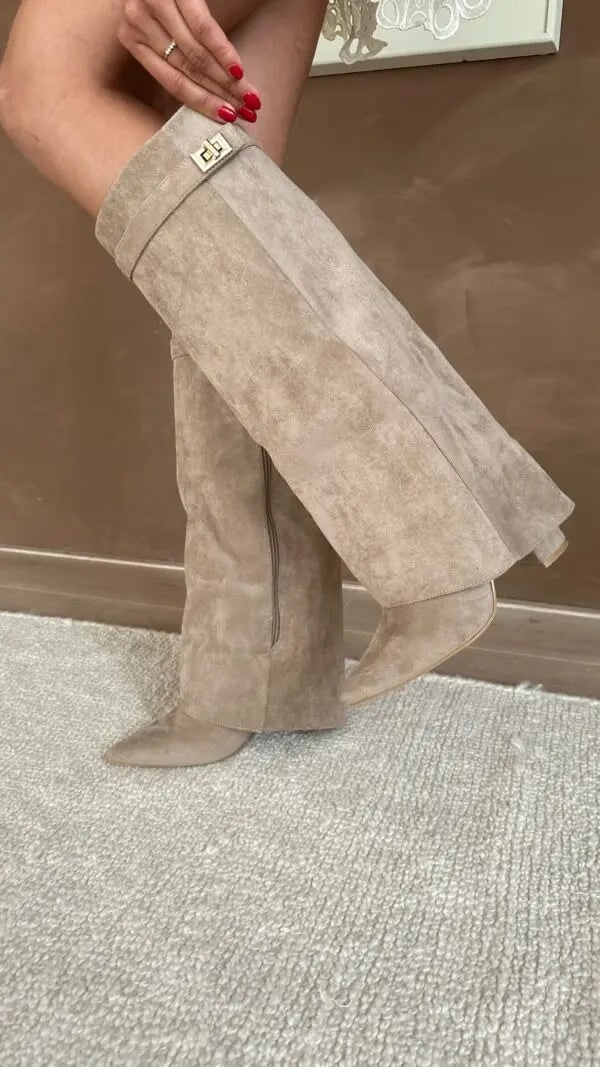 Tall Boots, Høje Støvler Dame med Spids Snude og Spænde 5