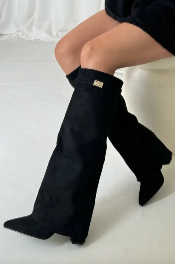 Tall Boots, Høje Støvler Dame med Spids Snude og Spænde 7
