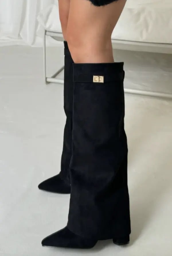 Tall Boots, Høje Støvler Dame med Spids Snude og Spænde 8