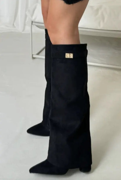Tall Boots, Høje Støvler Dame med Spids Snude og Spænde 8