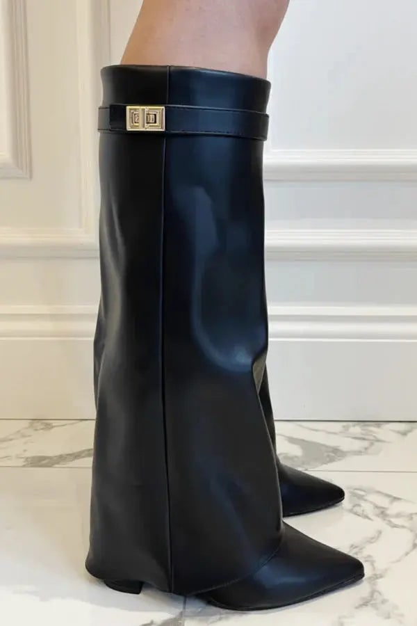 Tall Boots, Høje Støvler Dame med Spids Snude og Spænde 9