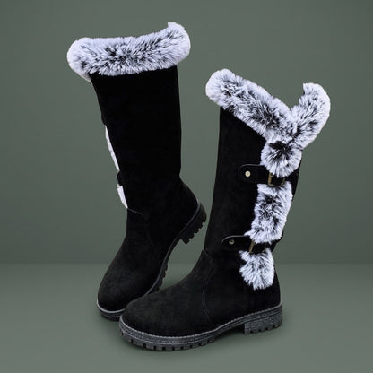 Tall Boots, Høje Vinterstøvler Dame med Spænder og Kunstpels 1