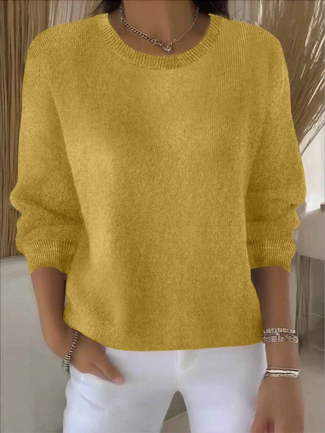 Sweater Uldtrøje Dame med Rund Hals i Blød Strik 2