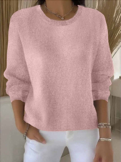Sweater Uldtrøje Dame med Rund Hals i Blød Strik 4