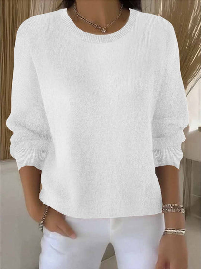 Sweater Uldtrøje Dame med Rund Hals i Blød Strik 5