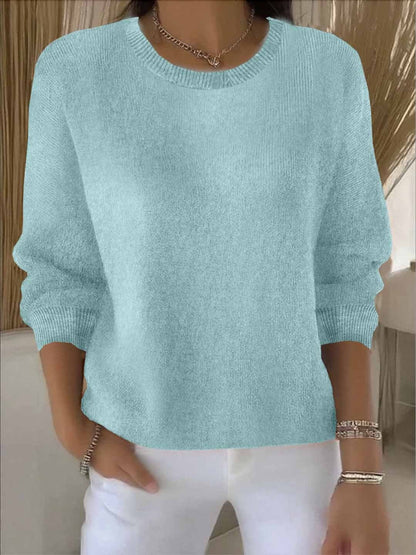 Sweater Uldtrøje Dame med Rund Hals i Blød Strik 9