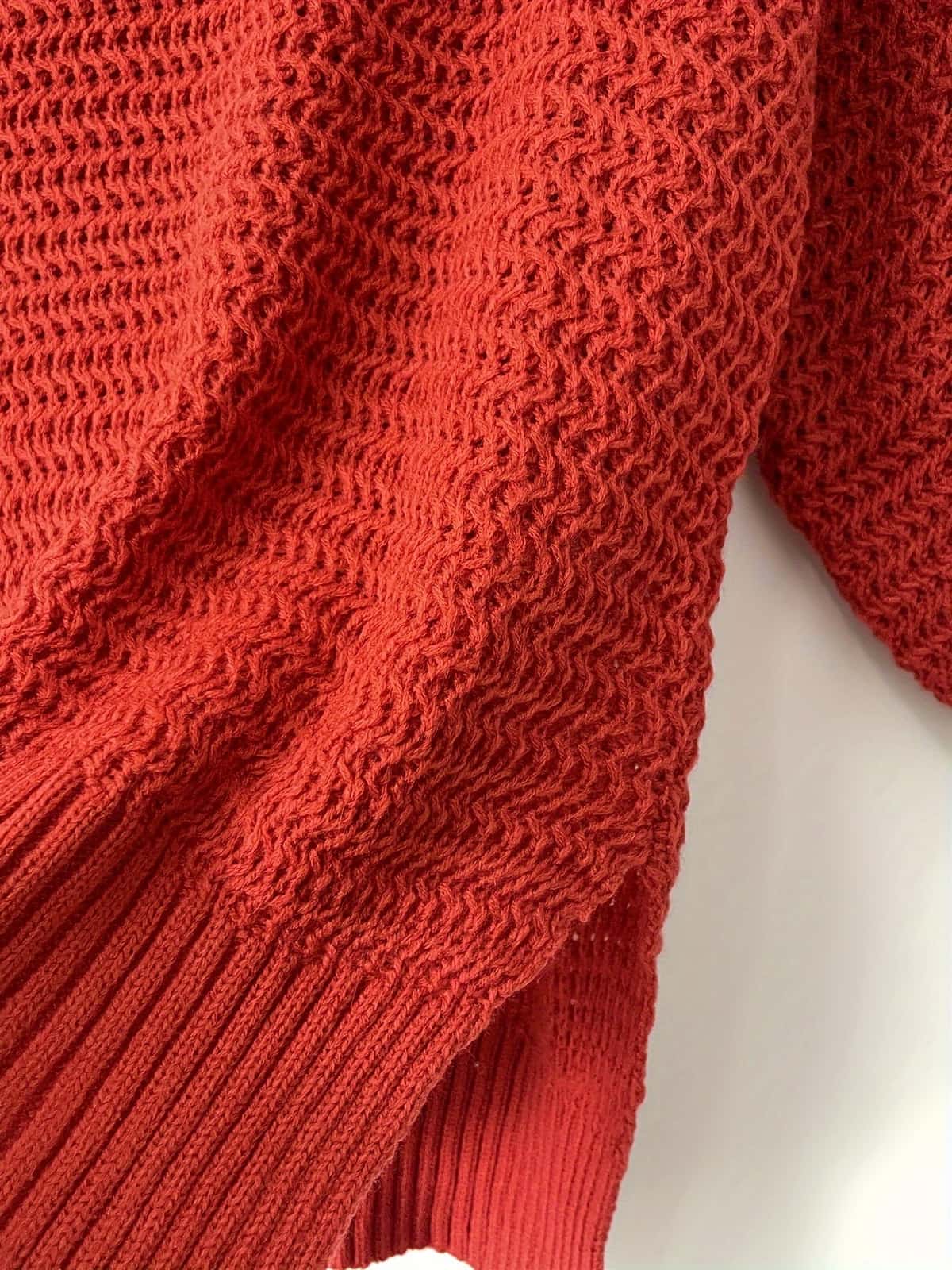 Sweater Uldtrøje Dame, Grovstrikket med Høj Krave og Slids 6
