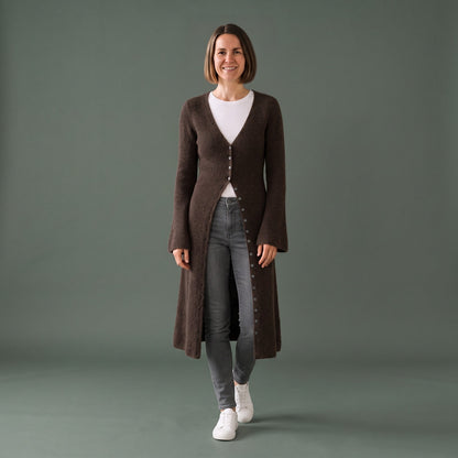 V Neck Sweater, Lang Strikket Cardigan Dame med Knapper 1