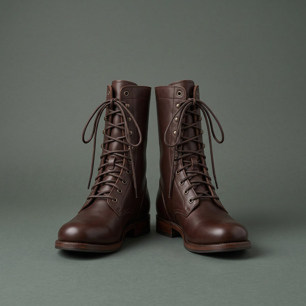 Women Leather Boots, Læderstøvler Dame med Snørebånd 1