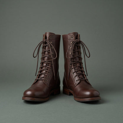 Women Leather Boots, Læderstøvler Dame med Snørebånd 1