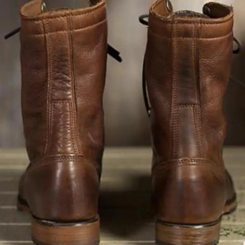 Women Leather Boots, Læderstøvler Dame med Snørebånd 2
