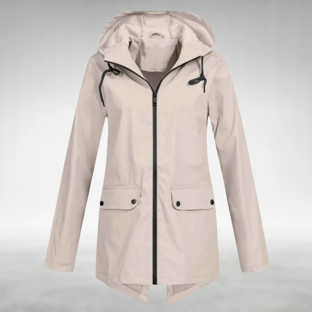 Regenjas met capuchon in beige