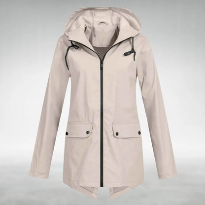 Regenjas met capuchon in beige