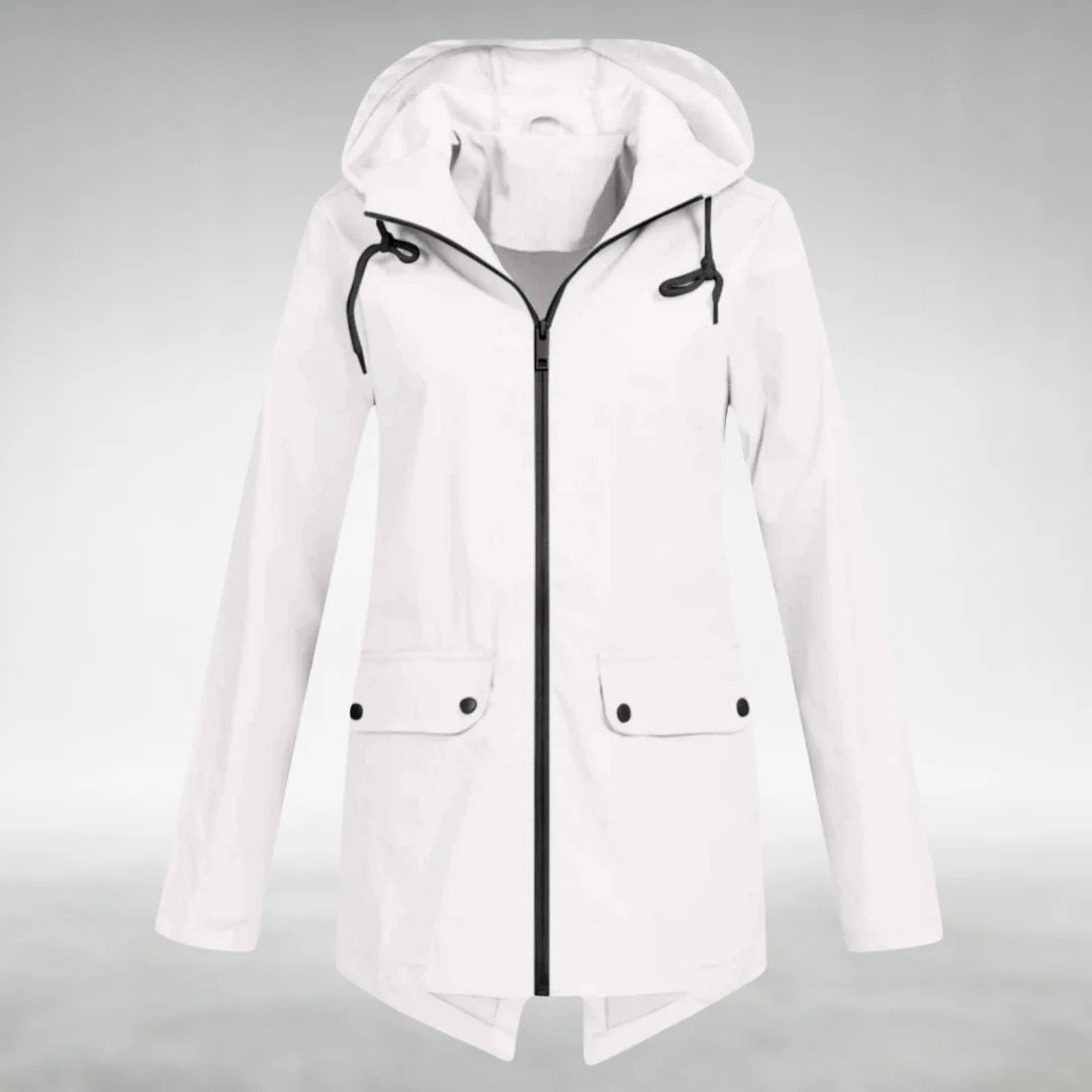 Regenjas met capuchon in wit