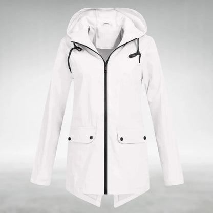 Regenjas met capuchon in wit