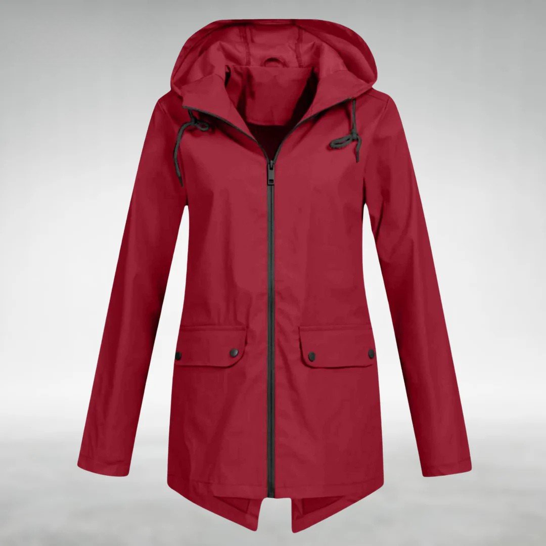 Regenjas met capuchon in rood
