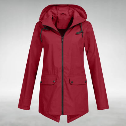 Regenjas met capuchon in rood