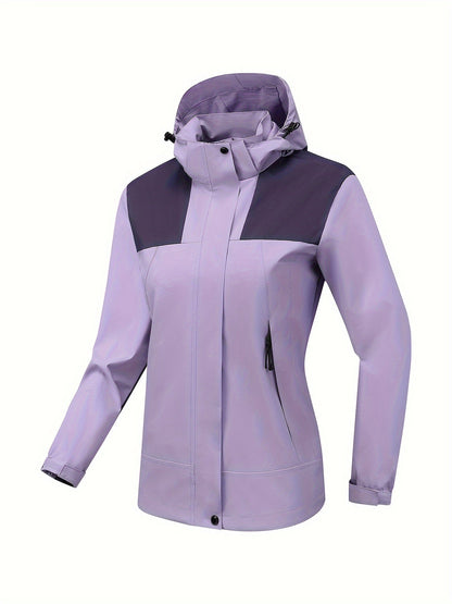 Vandafvisende outdoorjakke med hætte i violet