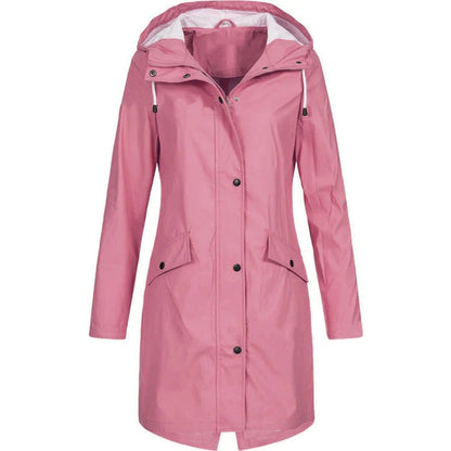 Waterdichte regenjas met capuchon in roze