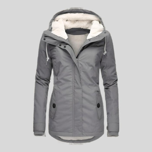 Waterdichte winterjas met capuchon in grijs