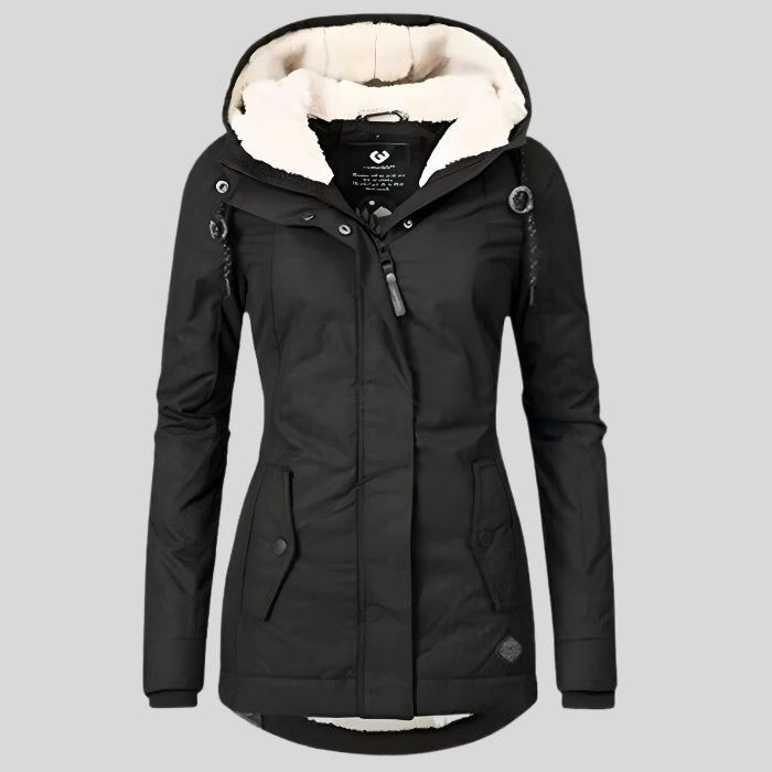 Waterdichte winterjas met capuchon in zwart